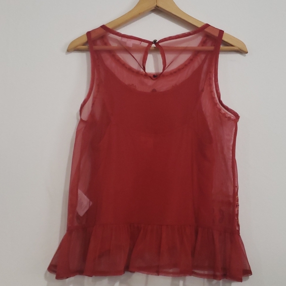 Coco Jaimeson Burnt Orange Sleeveless Top Sz S - Picture 4 of 5